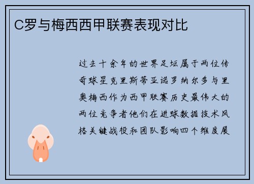 C罗与梅西西甲联赛表现对比